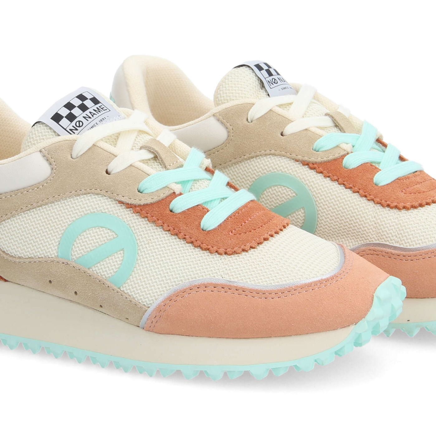 PUNKY JOGGER W - KNIT/SUEDE/SUED - OFF WHITE/MELON/TURQUOISE